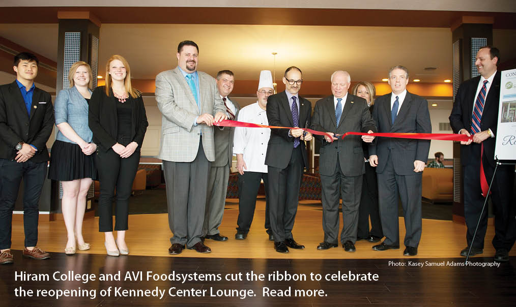 Hiram College and AVI Foodsystems cut ribbon to celebrate Kennedy Center Lounge